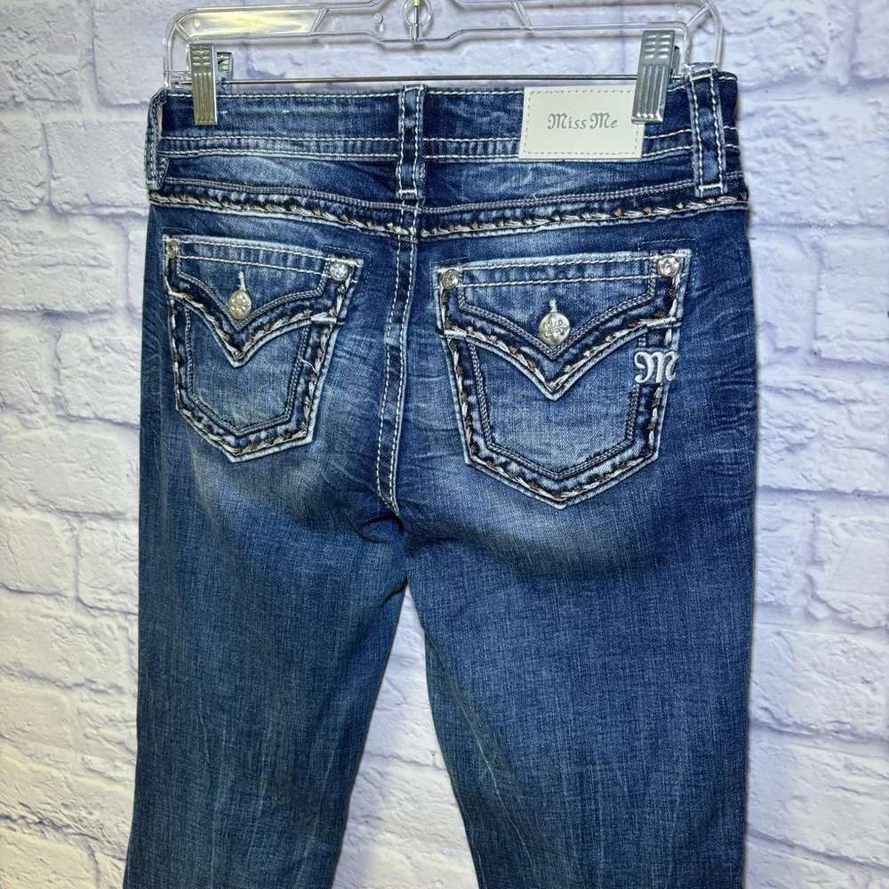 Miss Me Los Angeles Curvy Boot Cut Embellished  Beaded Jeans Bling Size 27x29.5